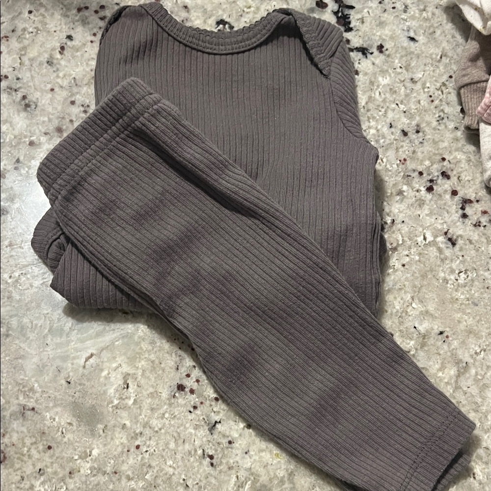 Ribbed Gray Two-Piece Set